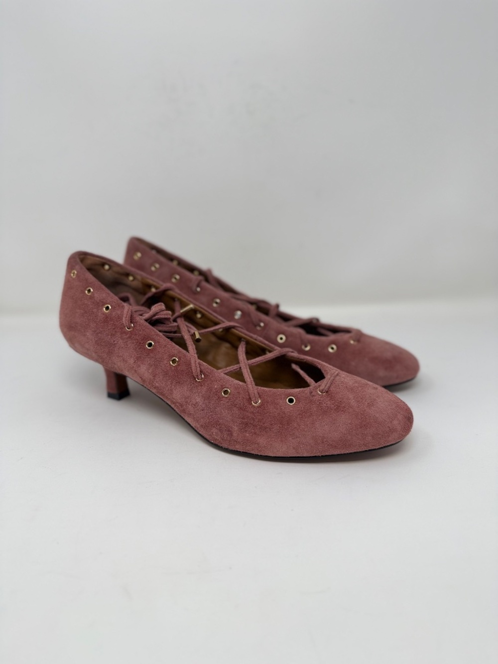 New Madewell The Remy Lace Up Pump Rosy Mauve Sz 8 - Picture 3 of 13